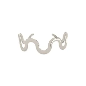 Thin Wavy Cuff Silver Water Resistant