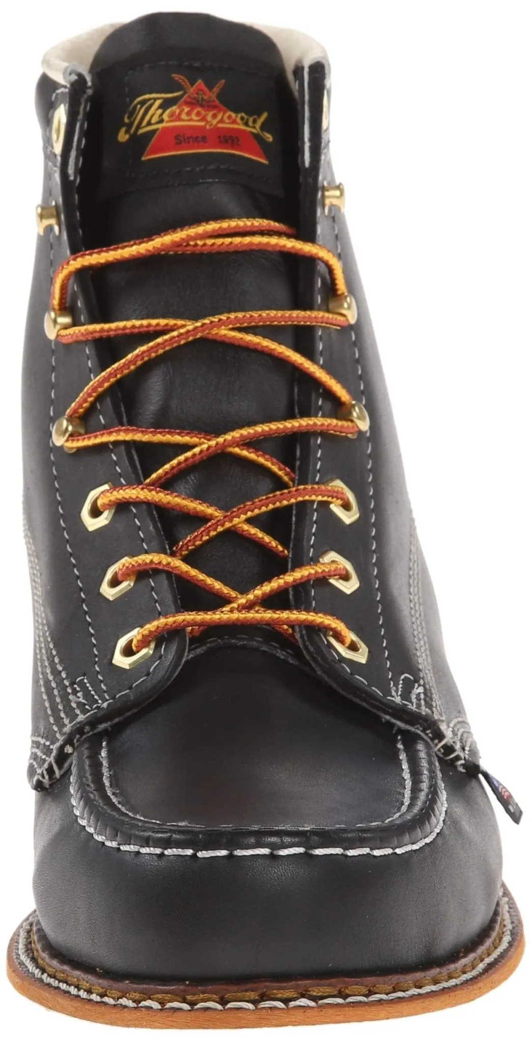 Thorogood Men's 6" American Heritage Black Moc Toe Maxwear Wedge Work Boot
