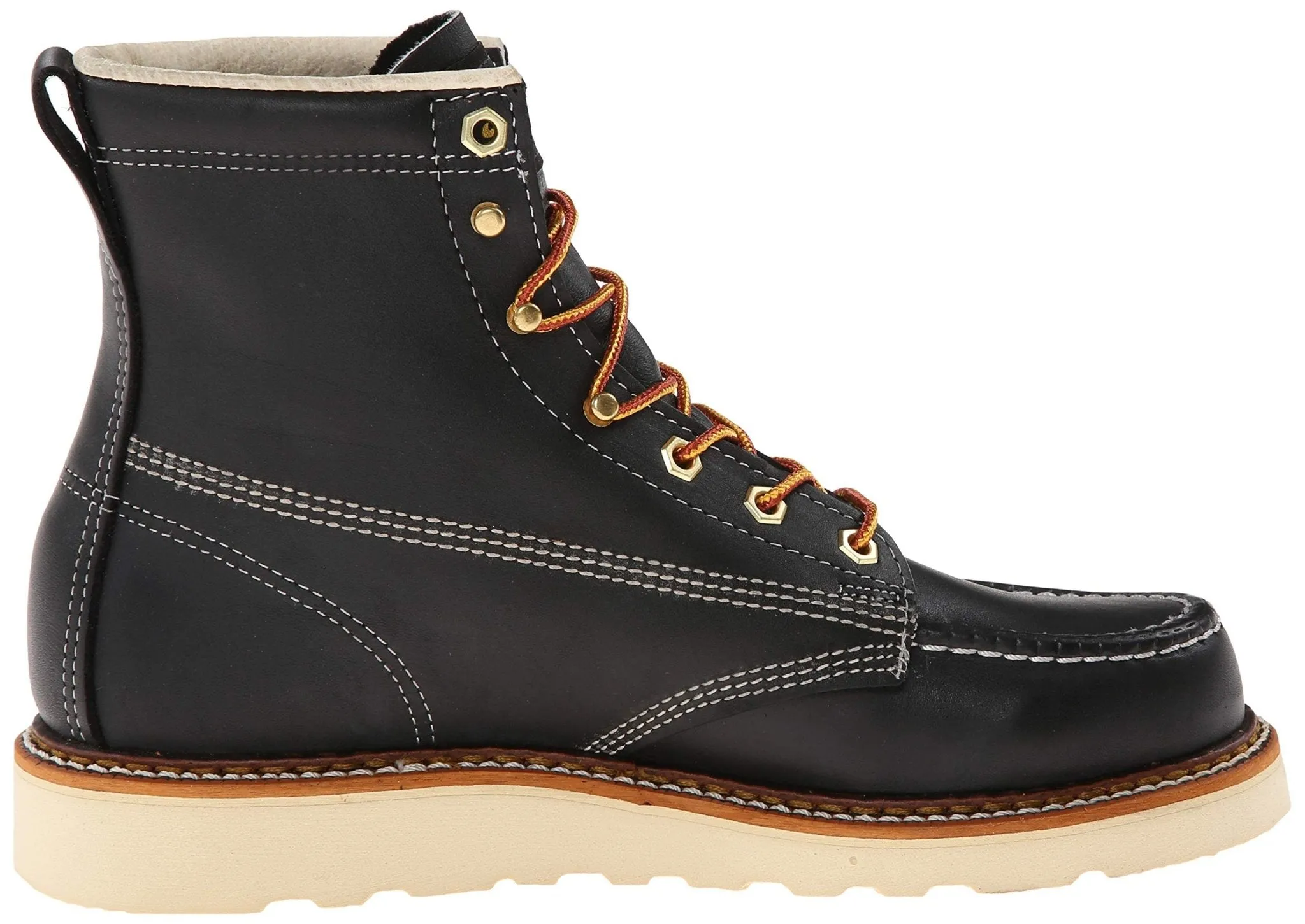 Thorogood Men's 6" American Heritage Black Moc Toe Maxwear Wedge Work Boot