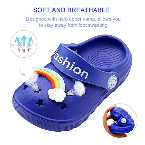 Toddler Little Kids Unicorn Sandals Non-Slip Slide Summer Slippers (Dark Blue)