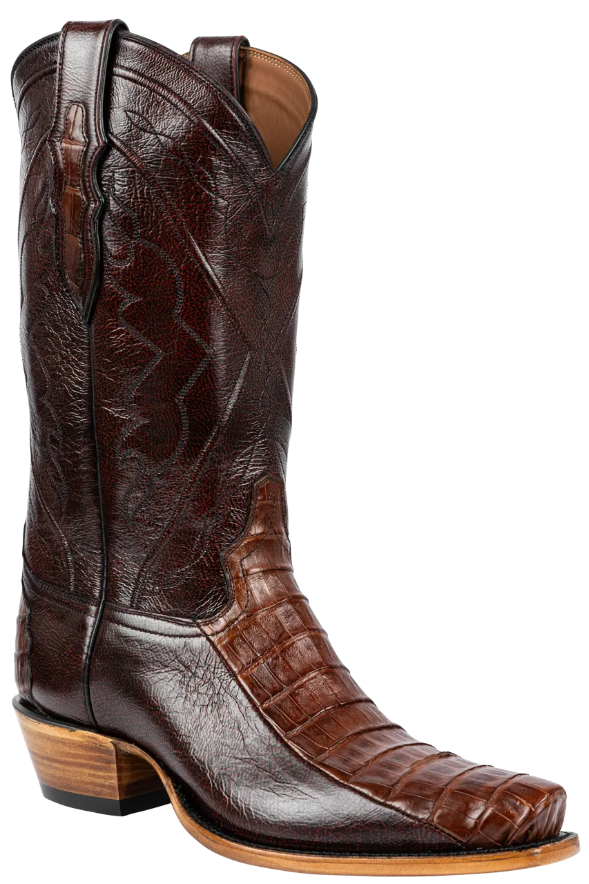 Tony Lama Caiman & Goat Cowboy Boots - Black Cherry