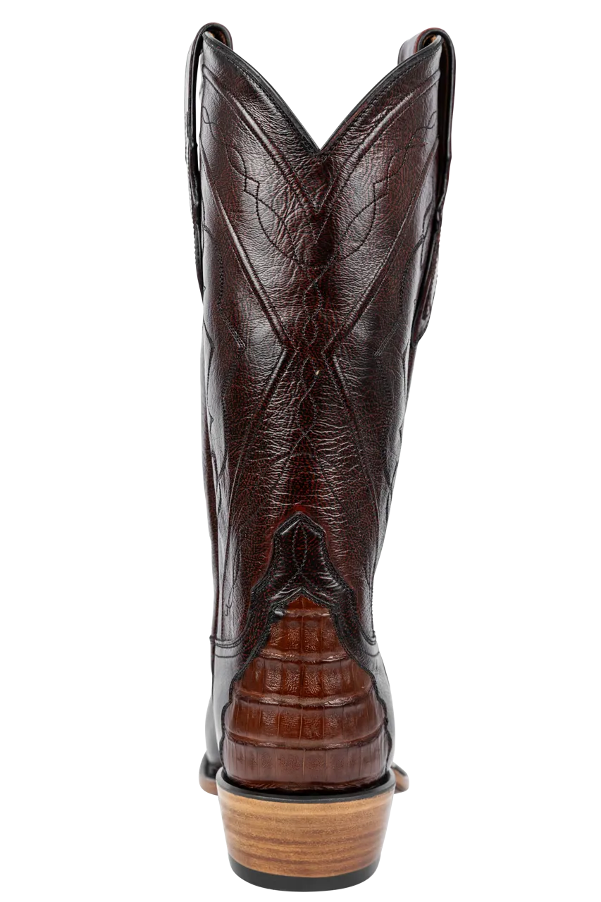 Tony Lama Caiman & Goat Cowboy Boots - Black Cherry