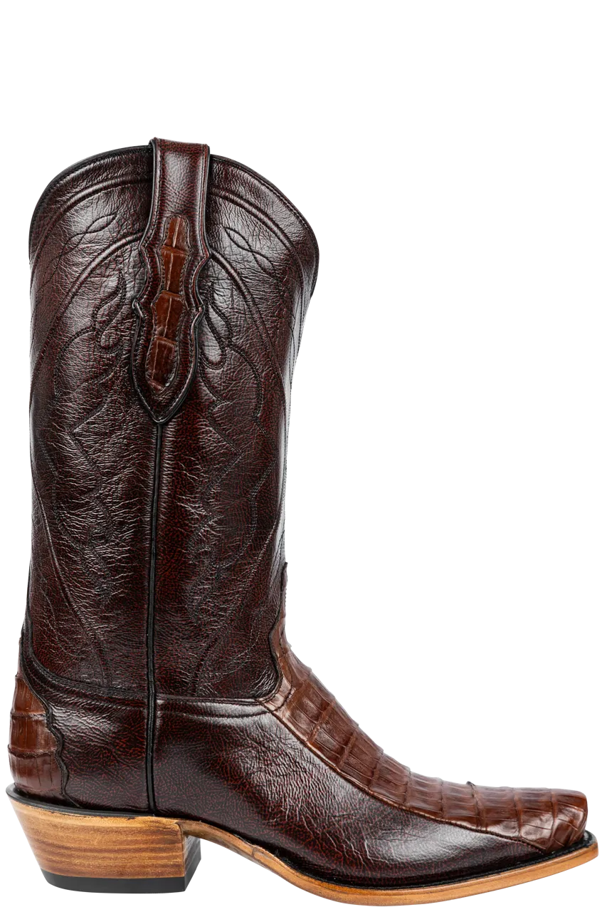 Tony Lama Caiman & Goat Cowboy Boots - Black Cherry