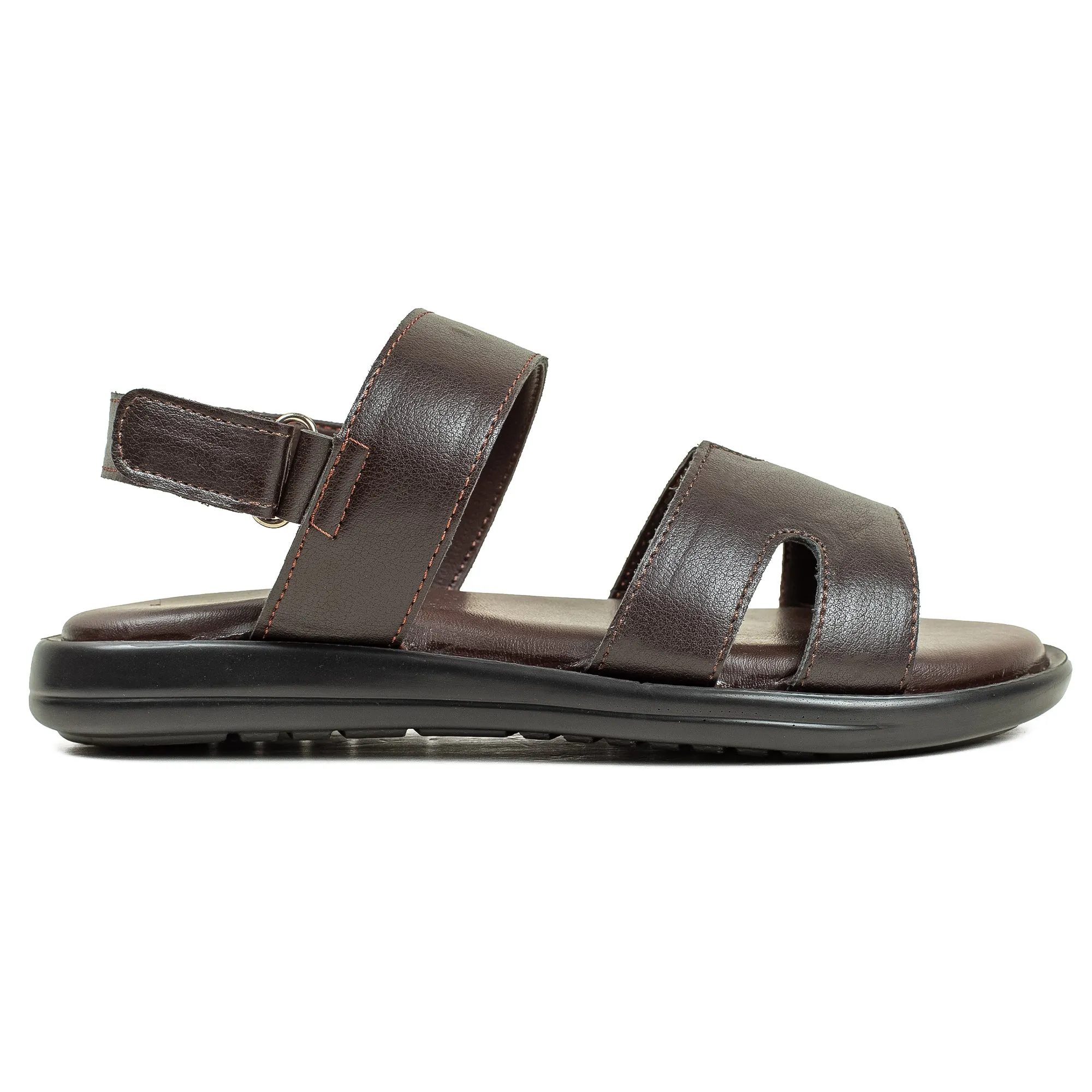 Vibrant Children's Sandal - Brown Synthetic Leather, Lightweight PU Sole, Comfortable Padded Insole