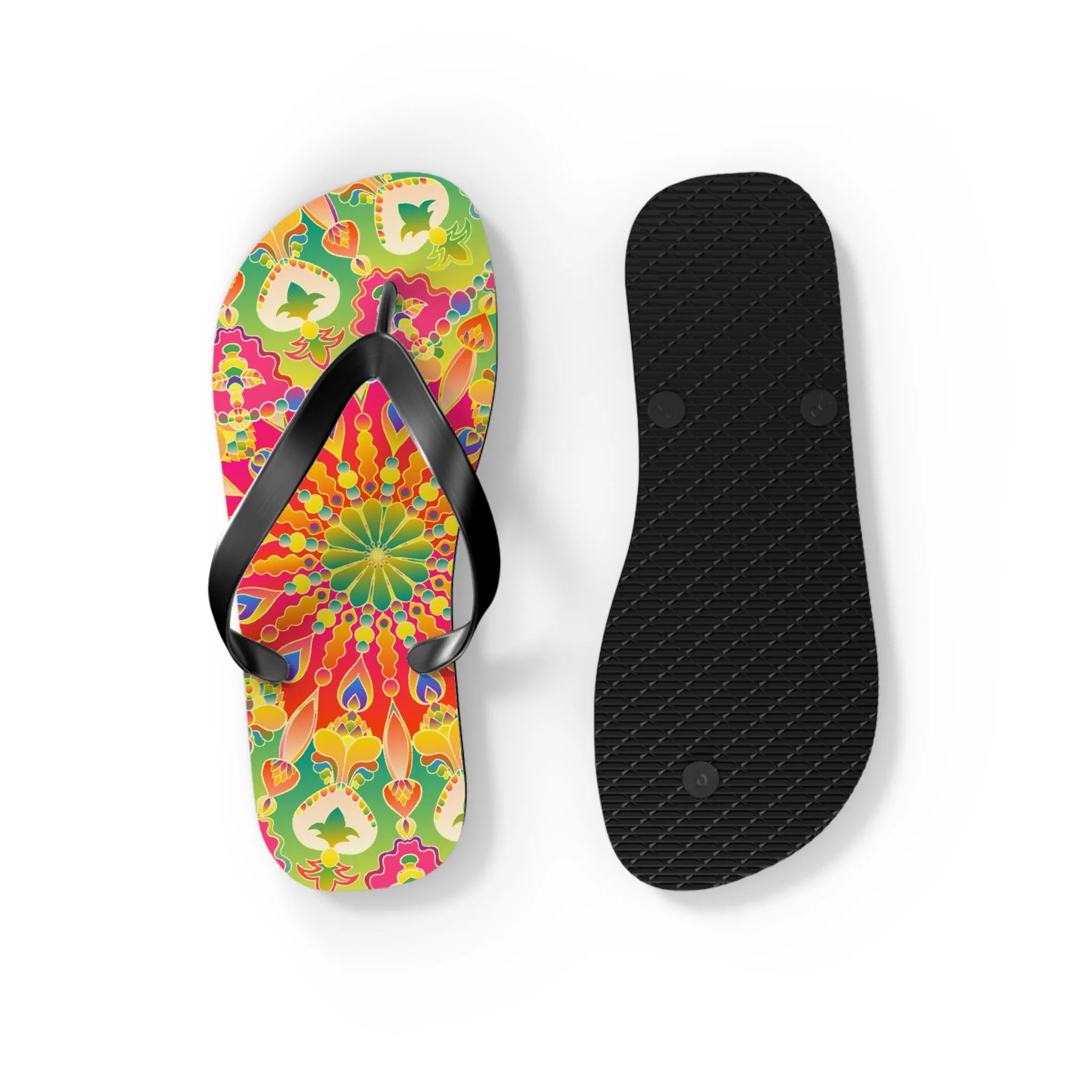 Vibrant Mandala Flip Flops - Bohemian Style