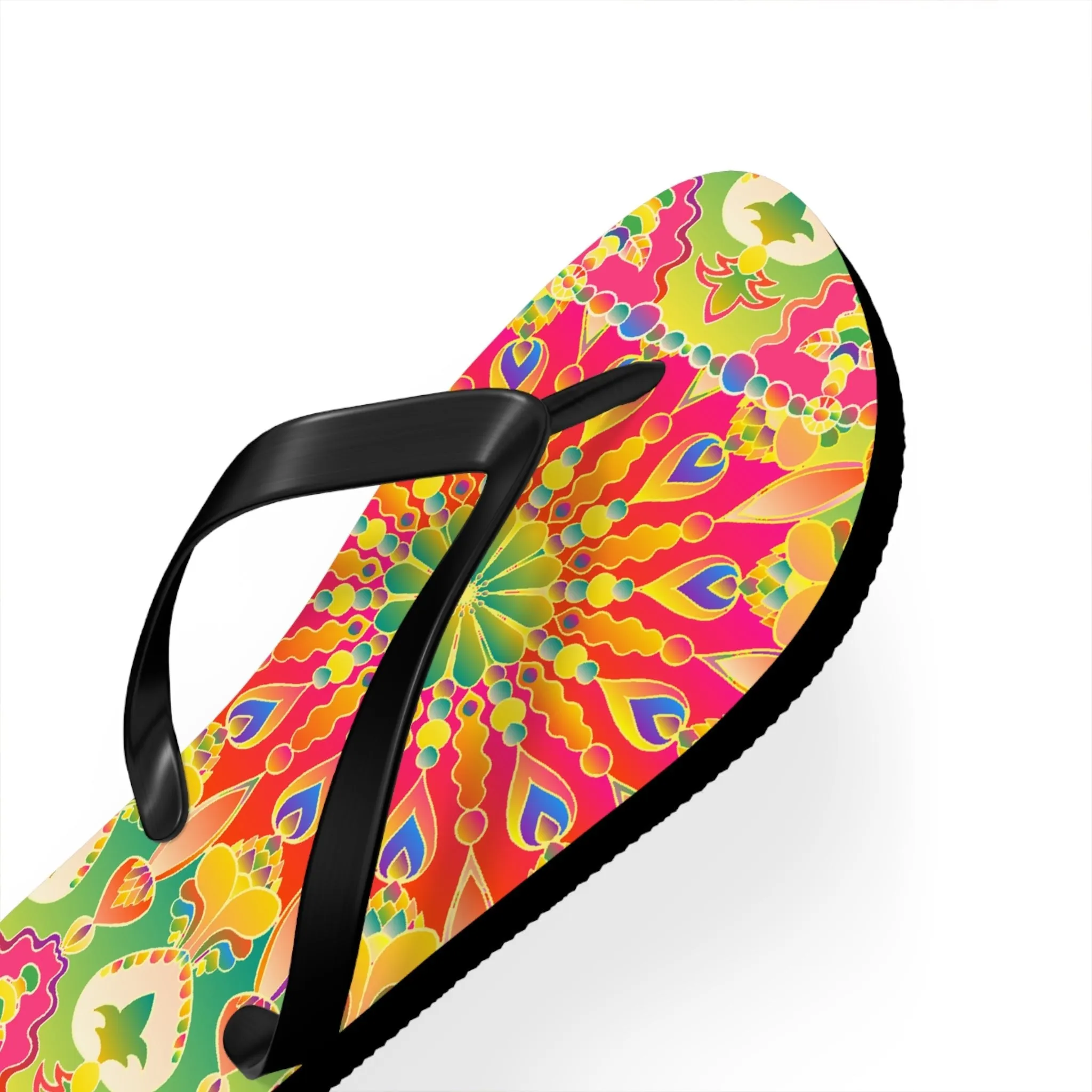 Vibrant Mandala Flip Flops - Bohemian Style