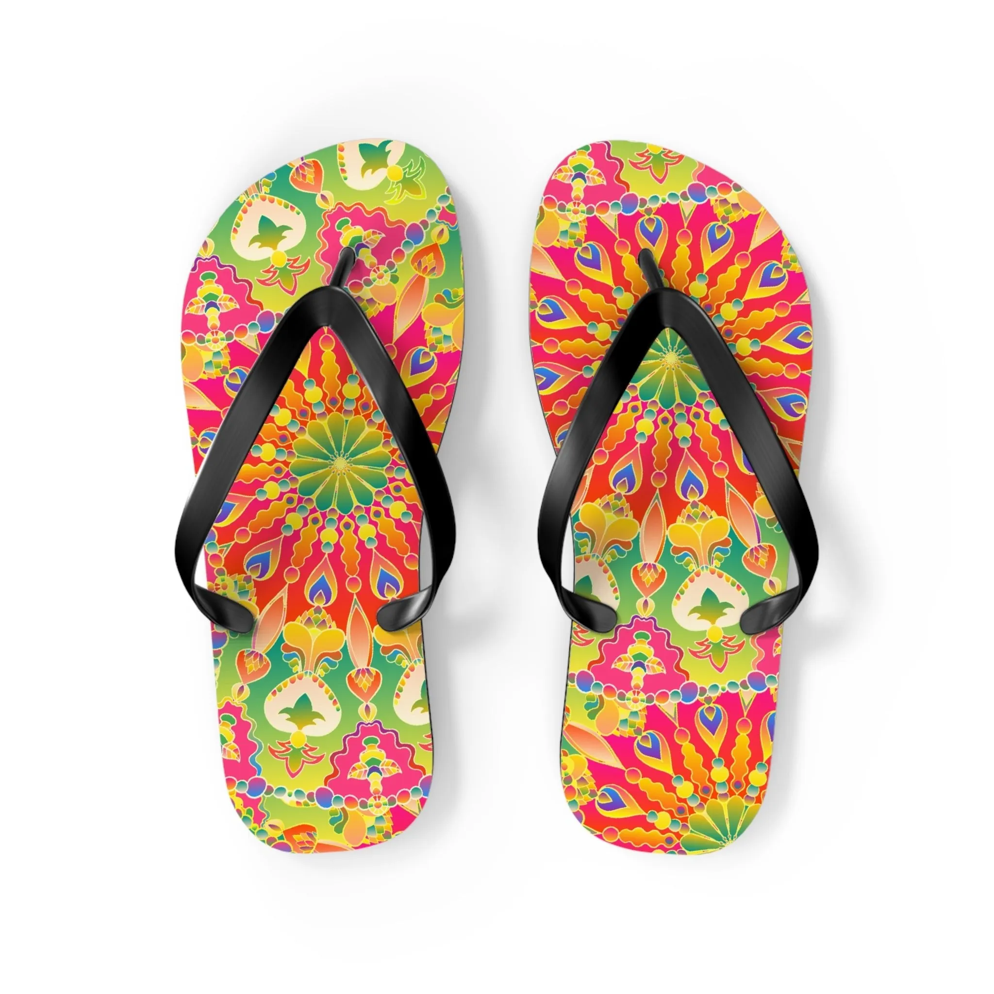 Vibrant Mandala Flip Flops - Bohemian Style