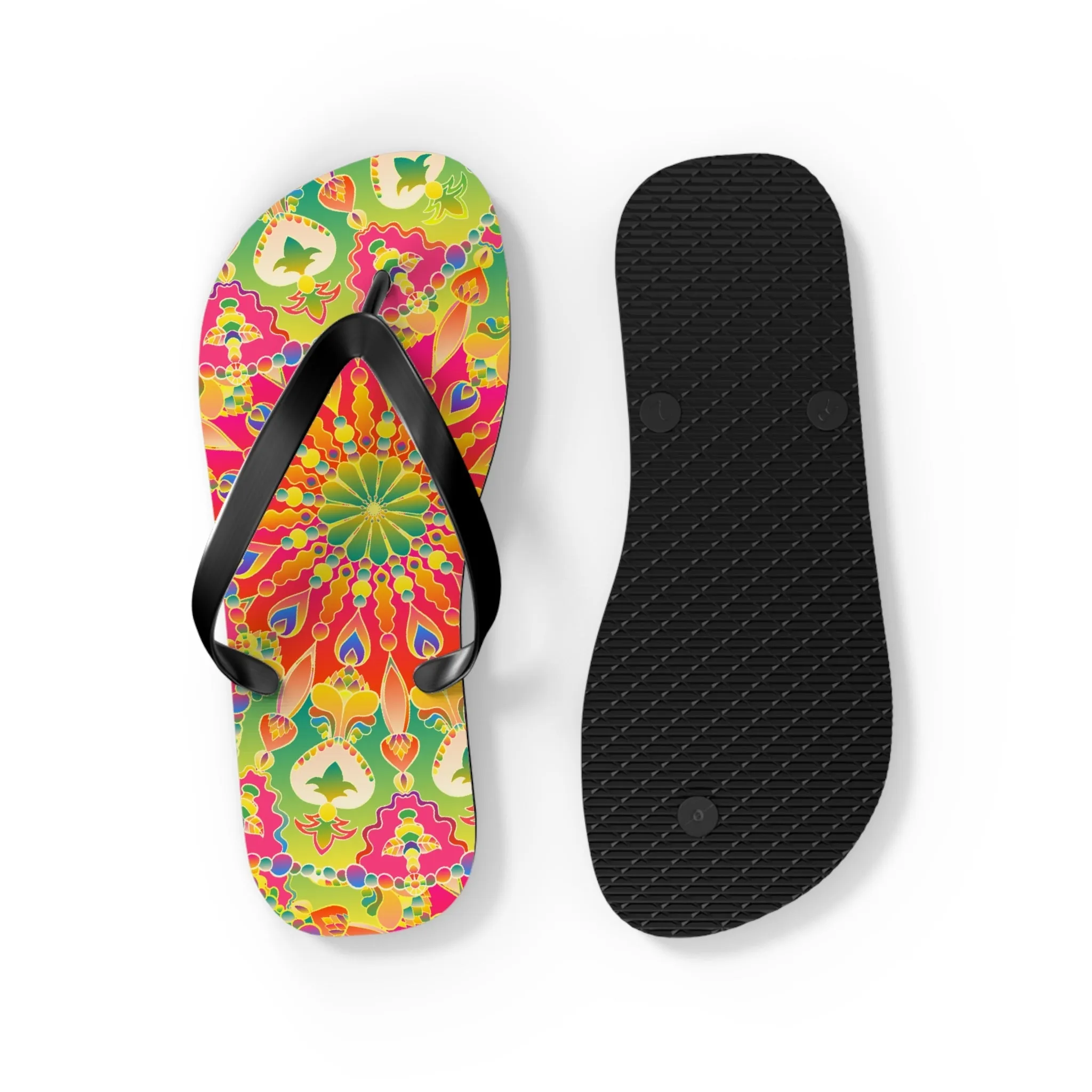 Vibrant Mandala Flip Flops - Bohemian Style