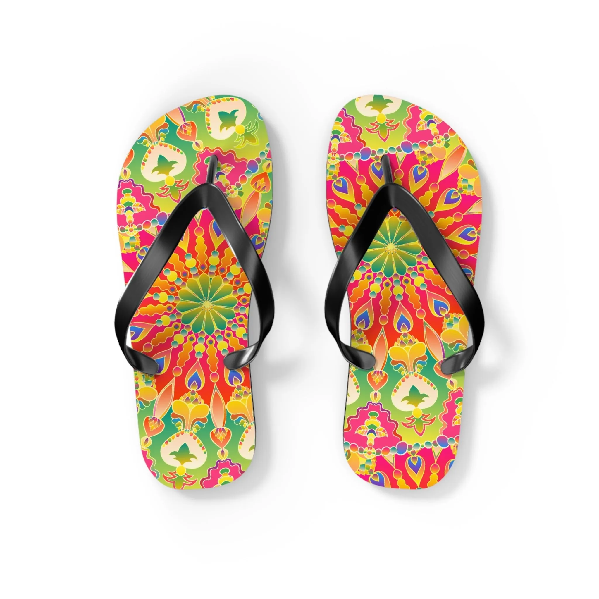 Vibrant Mandala Flip Flops - Bohemian Style