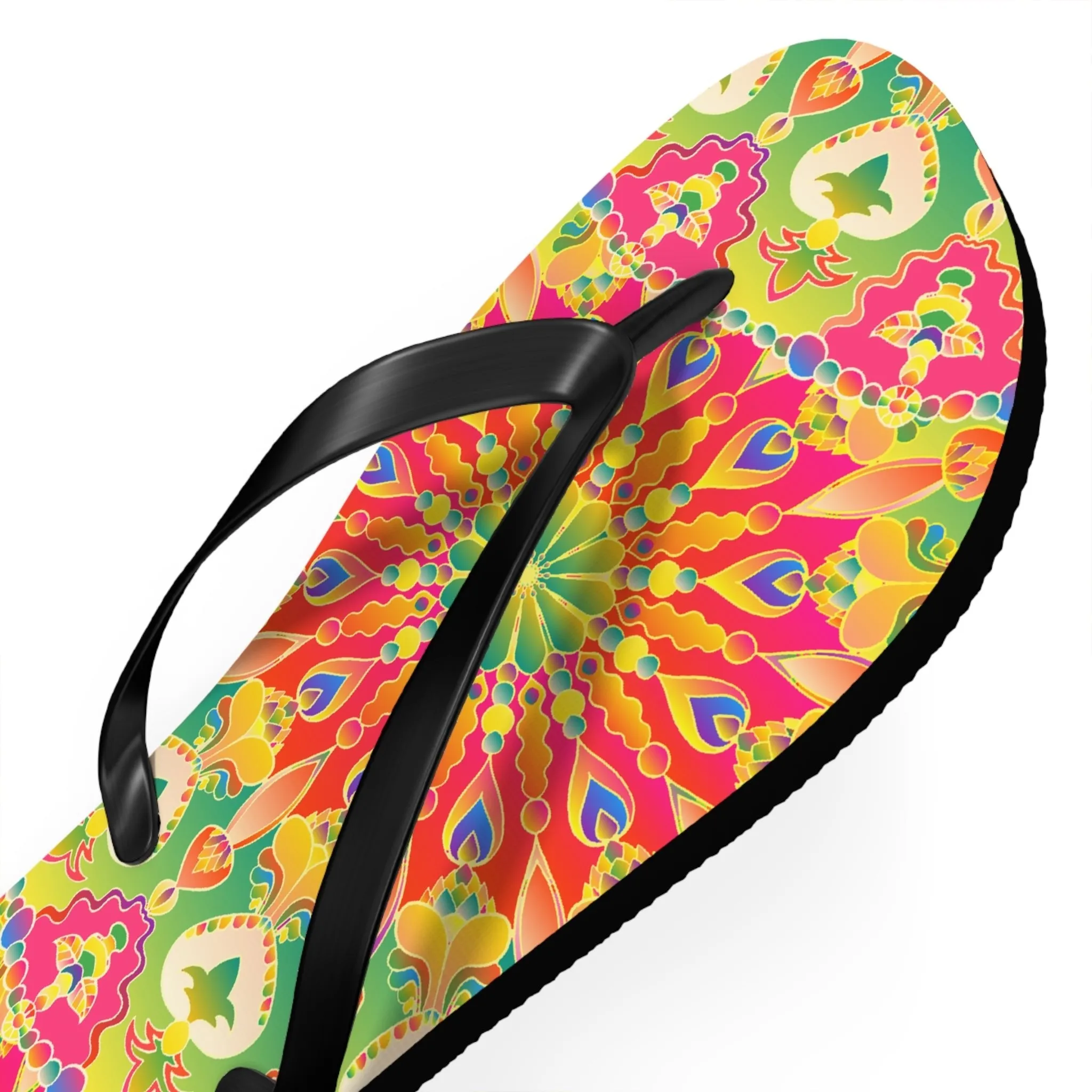 Vibrant Mandala Flip Flops - Bohemian Style