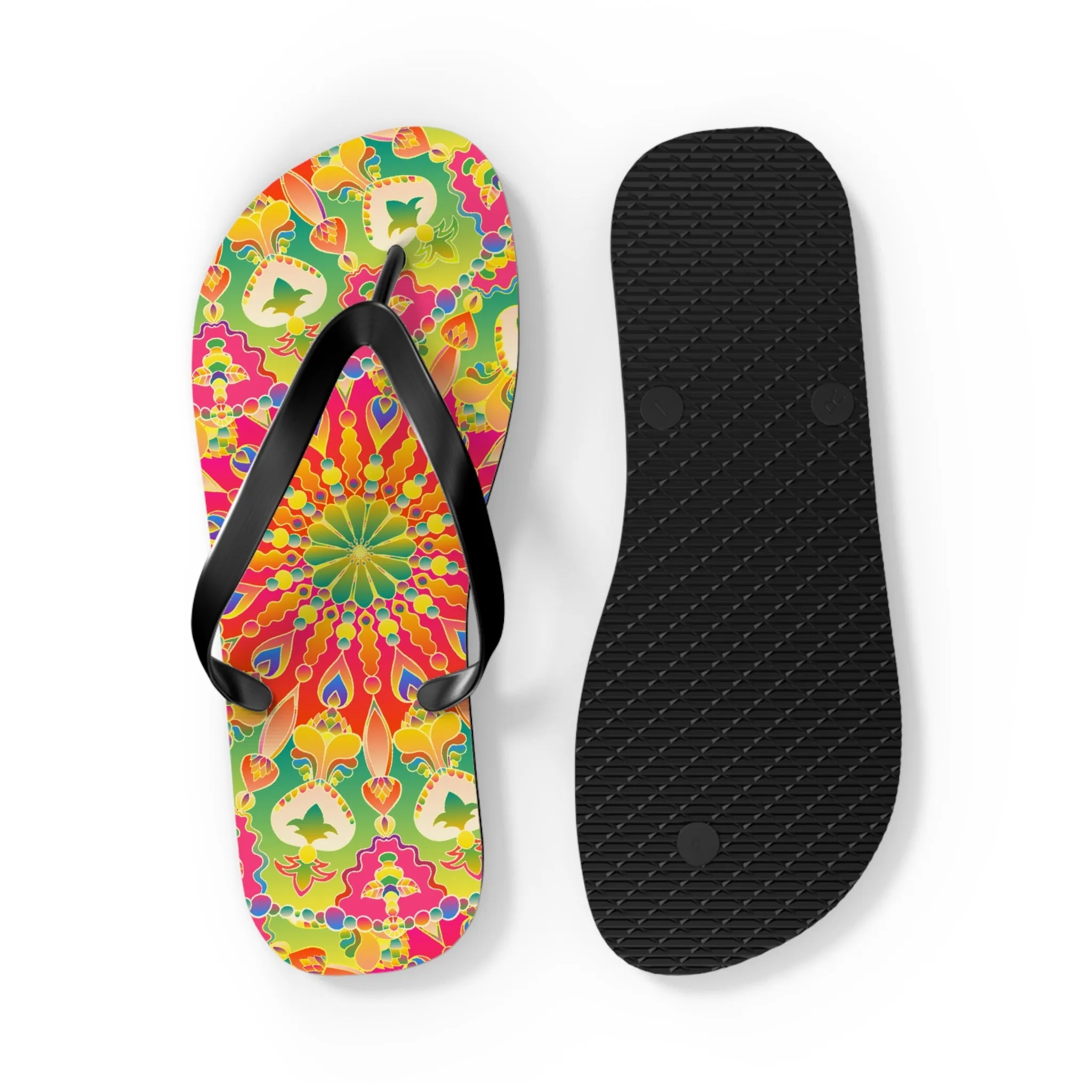Vibrant Mandala Flip Flops - Bohemian Style