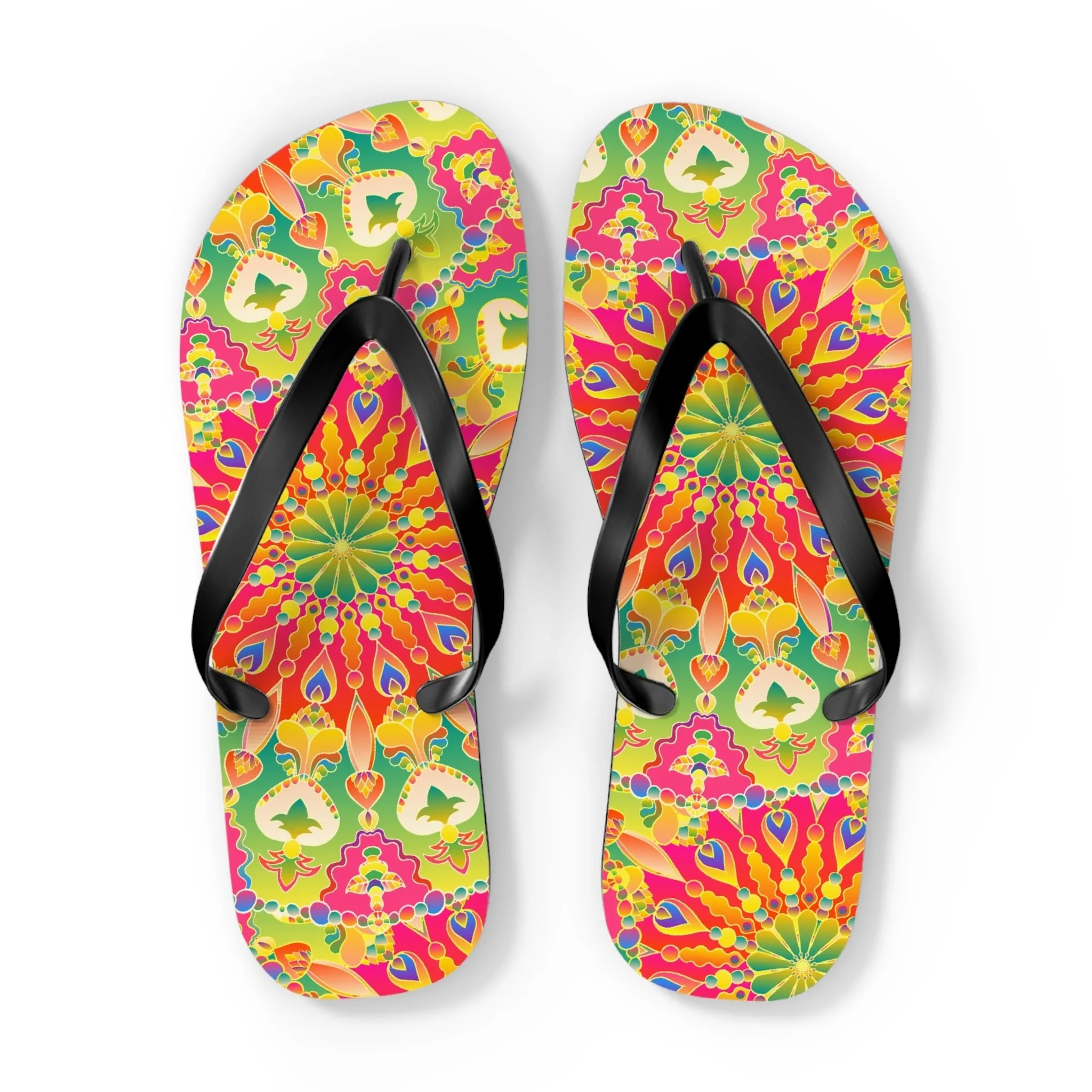 Vibrant Mandala Flip Flops - Bohemian Style