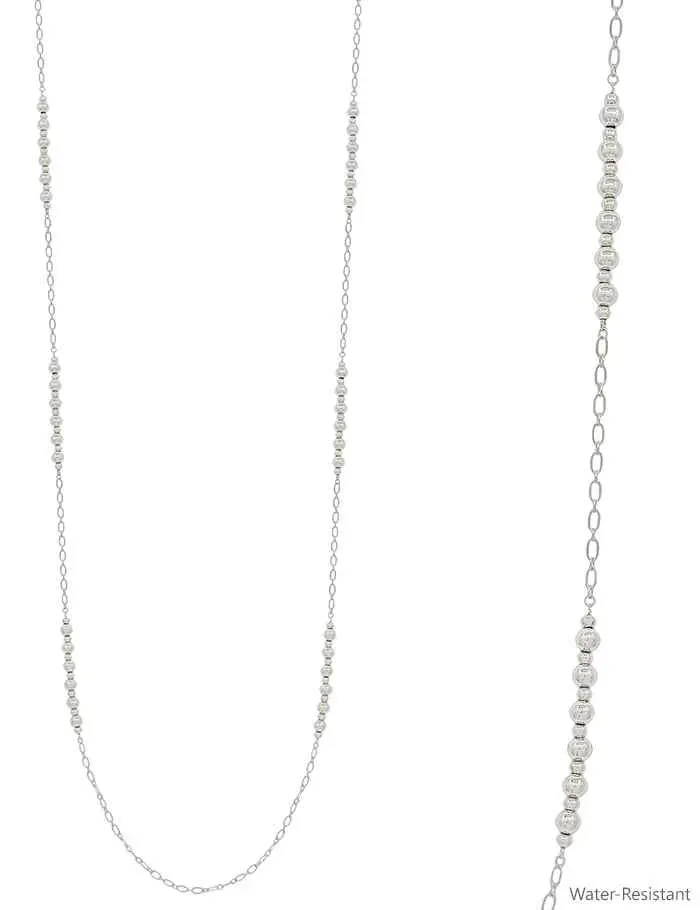 Water-Resistant Beaded Chain Necklace  Gold and Silver  Pool Ready