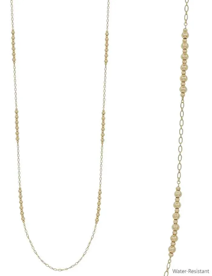 Water-Resistant Beaded Chain Necklace  Gold and Silver  Pool Ready