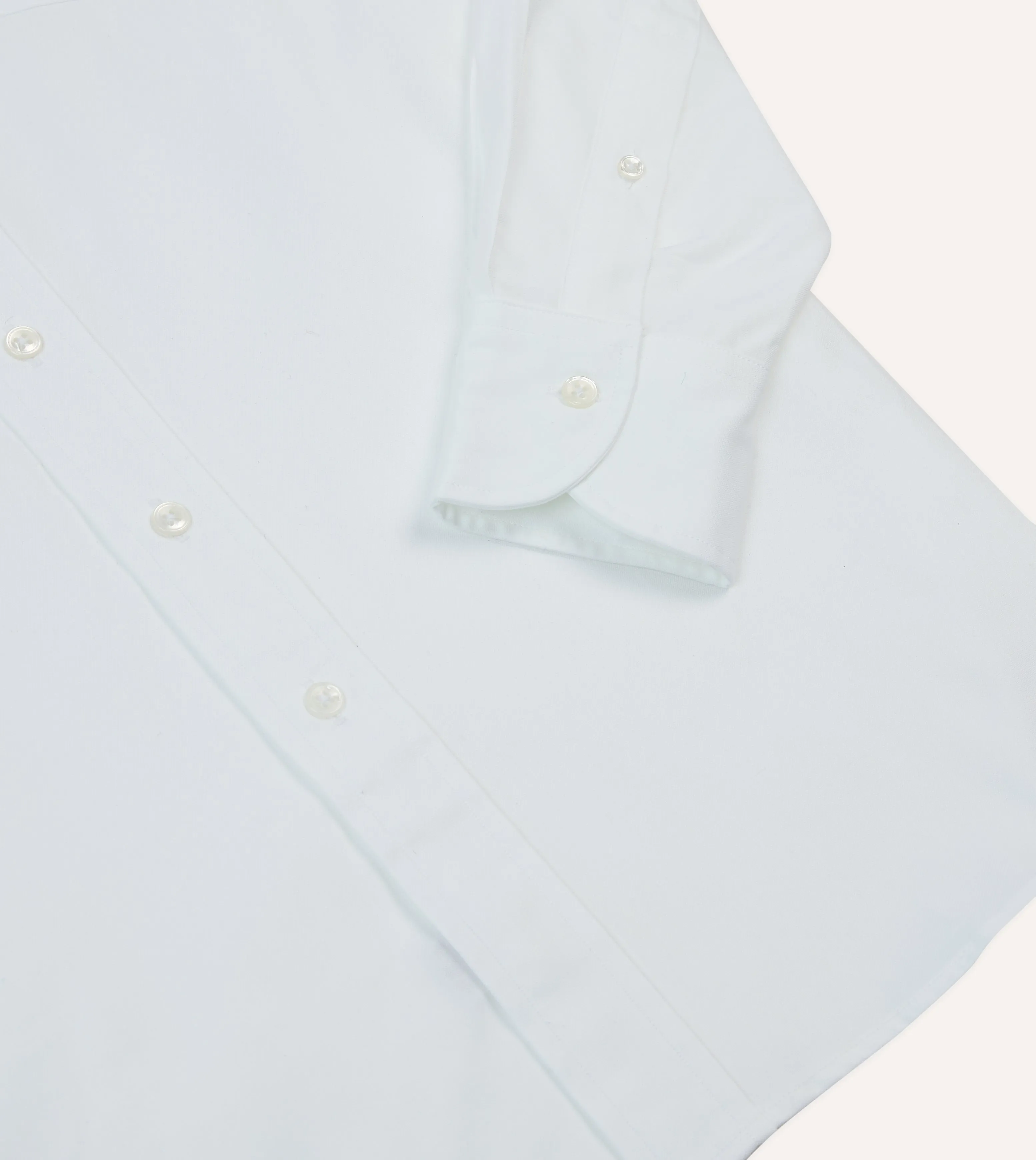 White Pinpoint Oxford Cotton Cloth Button-Down Shirt