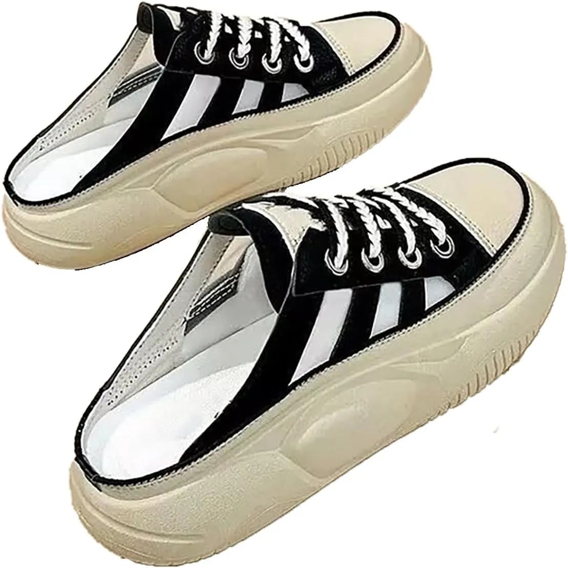 Women Cutout Platform Sneaker Sandals Breathable Mesh Sport Shoes Slip-On Platform MulesGarden Clogs Sandals