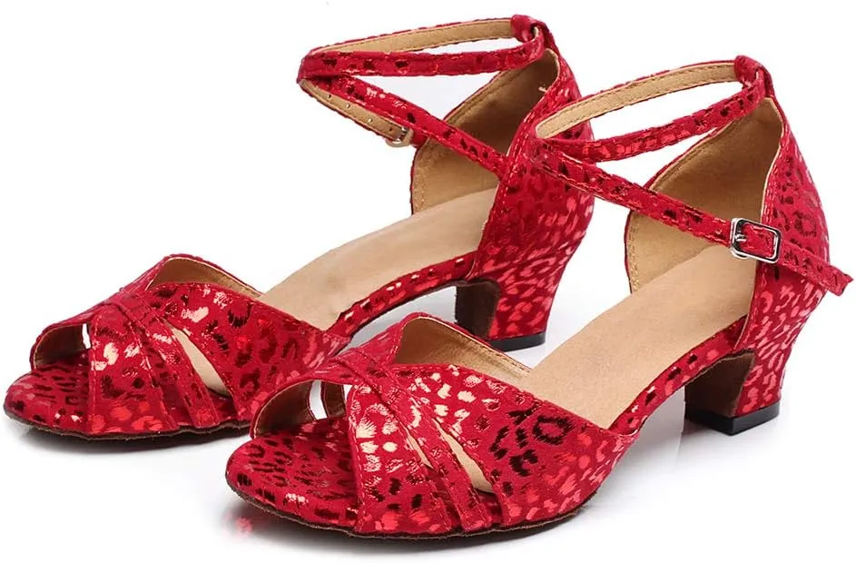 Women Glitter Latin Dance Shoes Professional Ballroom Salsa Dance Shoes Social Wedding Dancing Sandals