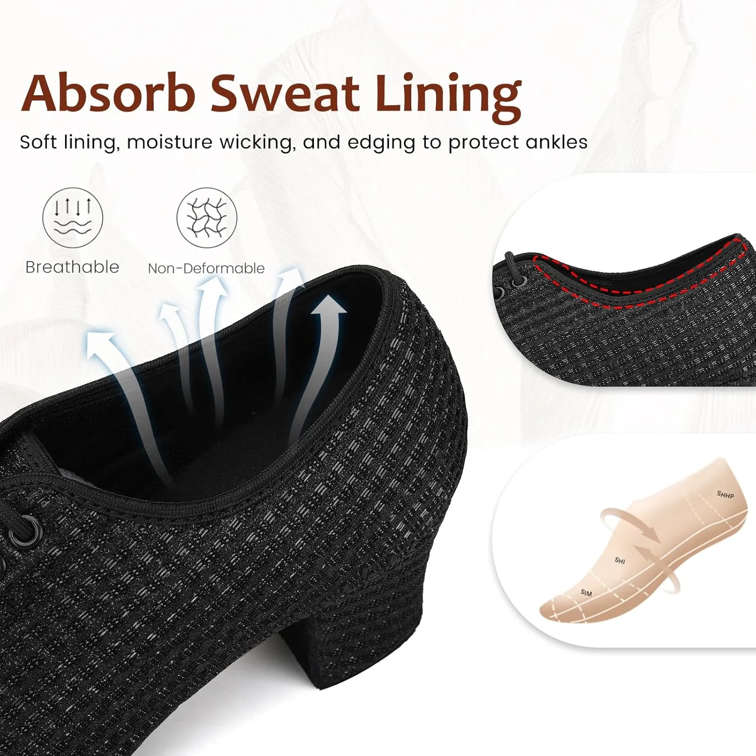 Women's Ballroom Dance Shoes Closed Toe Lace up Low Heel Latin Tango Teaching Professional Practice Dance Shoes,Model LHD-301-5cm Heel