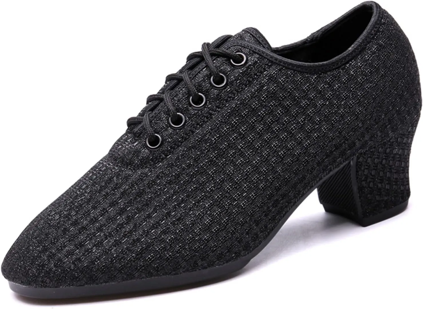Women's Ballroom Dance Shoes Closed Toe Lace up Low Heel Latin Tango Teaching Professional Practice Dance Shoes,Model LHD-301-5cm Heel