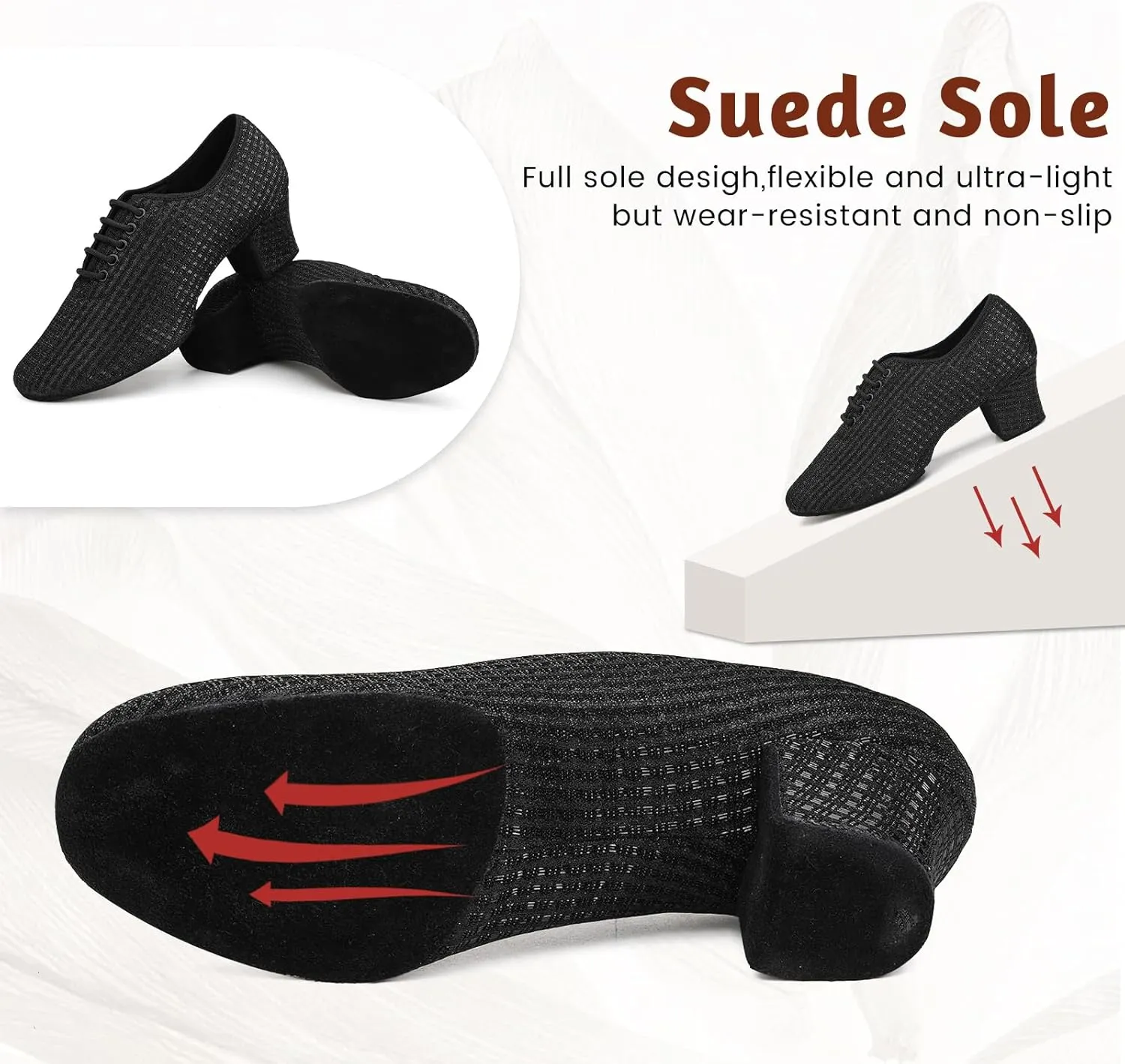 Women's Ballroom Dance Shoes Closed Toe Lace up Low Heel Latin Tango Teaching Professional Practice Dance Shoes,Model LHD-301-5cm Heel