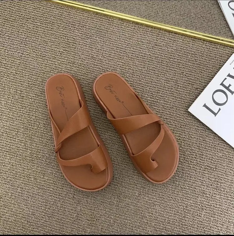 Women's Casual French Wear Outside Comfortable Open-toe Slippers Sandals