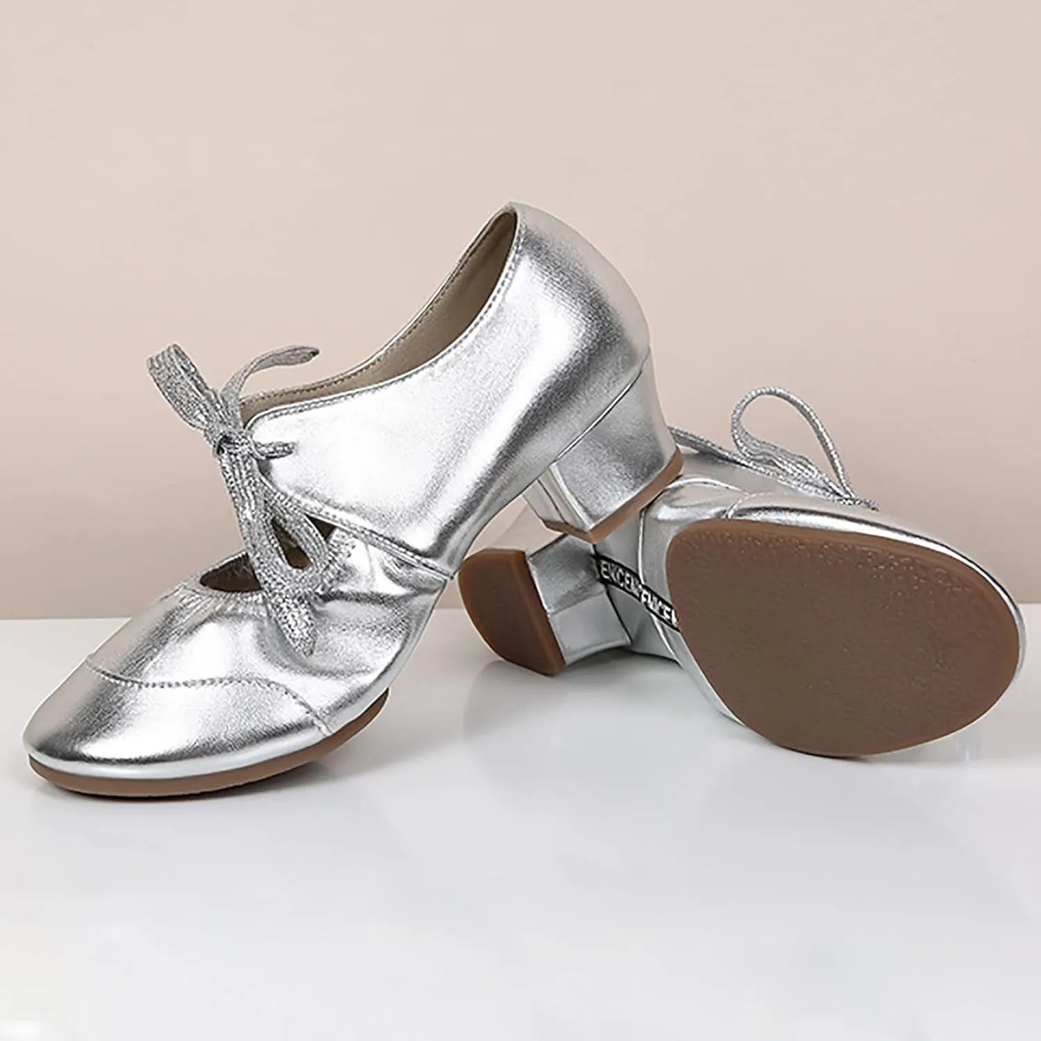 Women's Satin Latin Dance Shoes Professional Ballroom Salsa Practice Performance Dancing Shoes Sandals