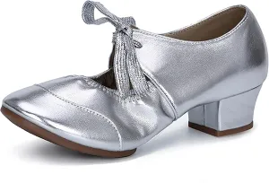 Women's Satin Latin Dance Shoes Professional Ballroom Salsa Practice Performance Dancing Shoes Sandals