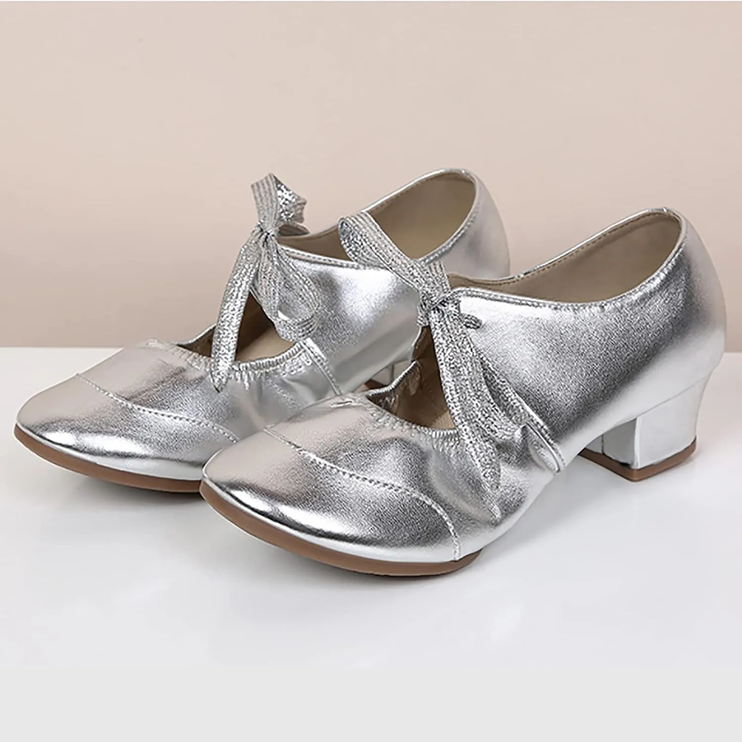 Women's Satin Latin Dance Shoes Professional Ballroom Salsa Practice Performance Dancing Shoes Sandals