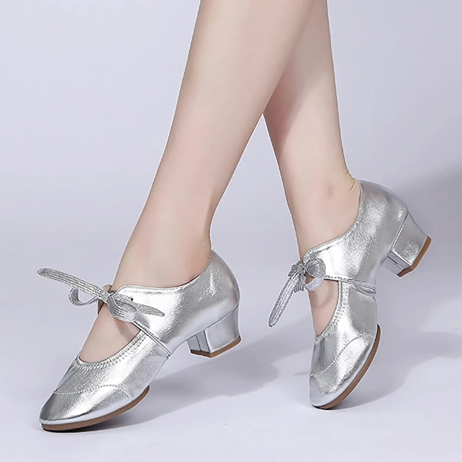 Women's Satin Latin Dance Shoes Professional Ballroom Salsa Practice Performance Dancing Shoes Sandals
