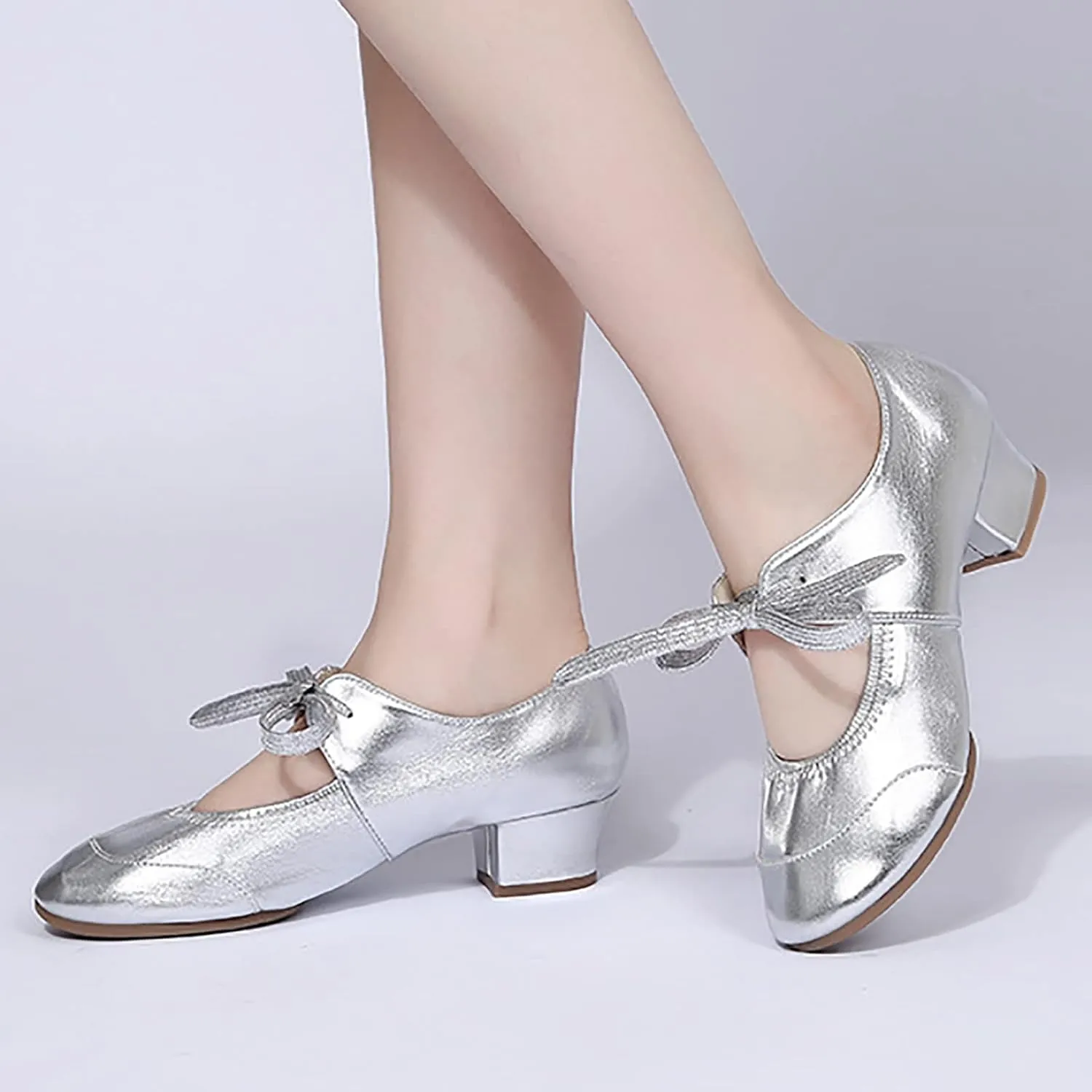 Women's Satin Latin Dance Shoes Professional Ballroom Salsa Practice Performance Dancing Shoes Sandals