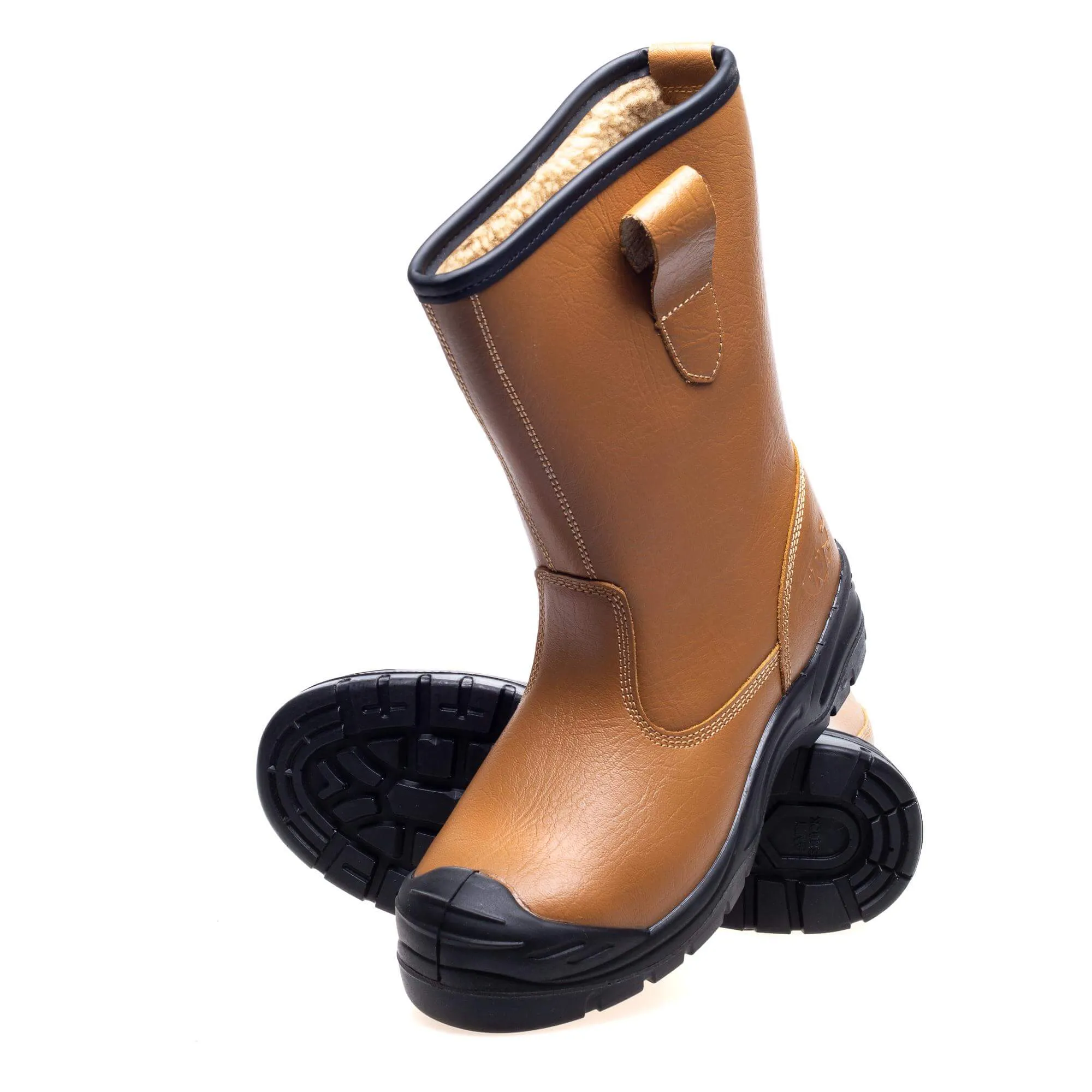 Work Site SS403SM Tan Fur-Lined Safety Rigger Boots